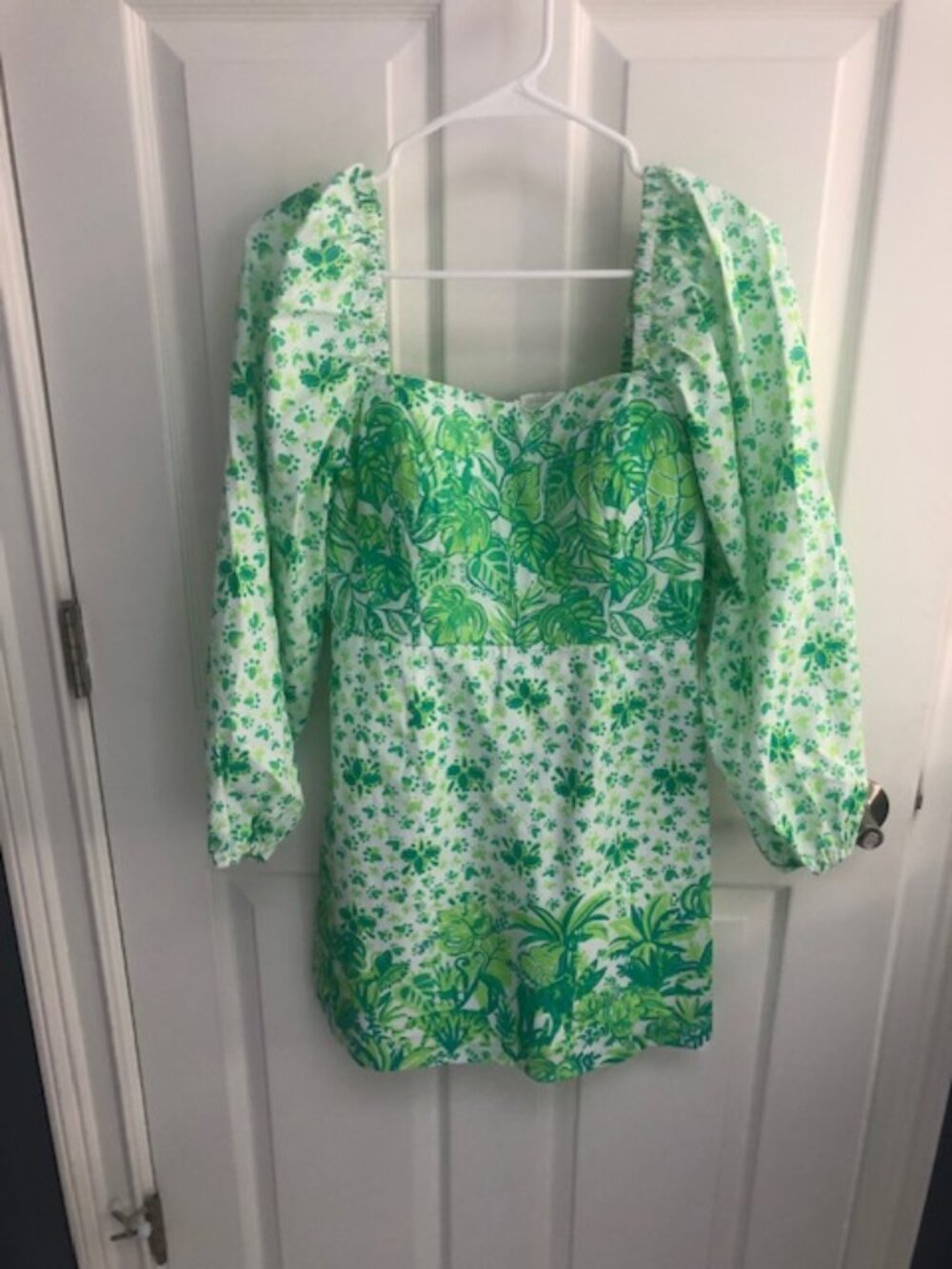 Lilly Pulitzer Puff Sleeve Green Romper size 2